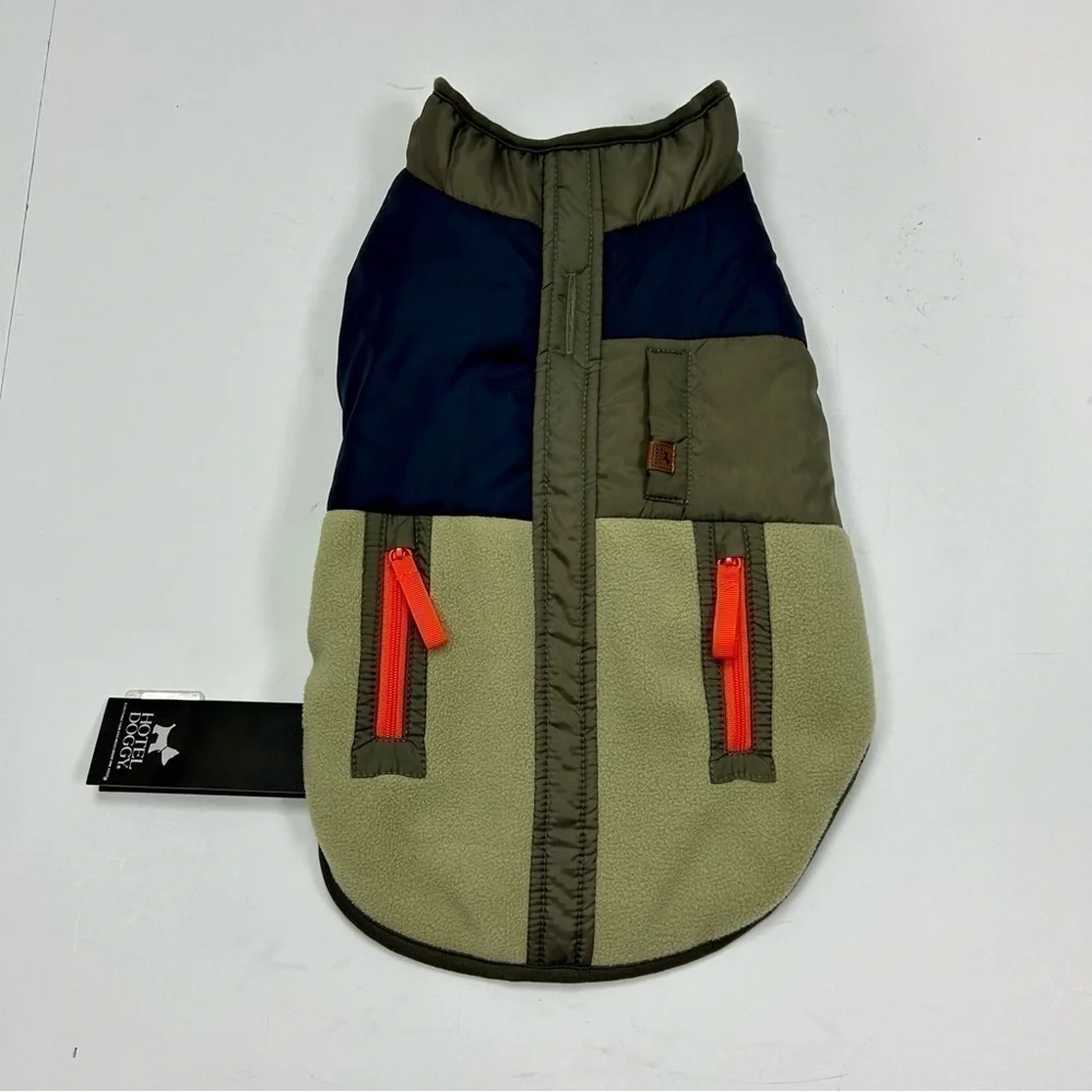 Hotel Doggy Micro fleece Vest Jacket in Olive Green and Navy Blue Size M